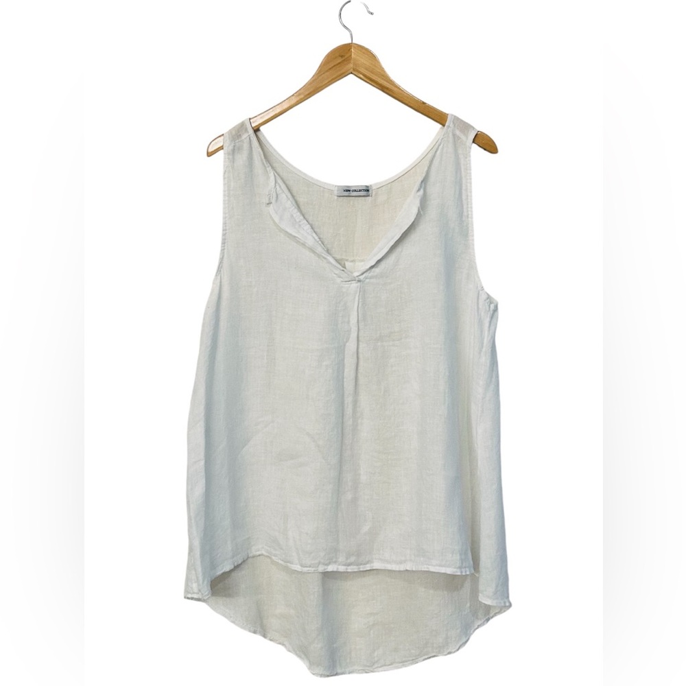 White Italian Linen V-Neck Sleeveless Tunic MEASUREMENTS